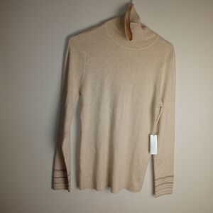 Chico's Tipped Ecovero Turtleneck Long Sleeve Basic Sweater Size 1/M